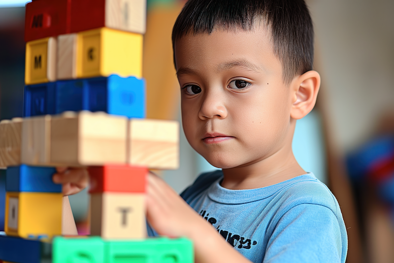 boy and building blocks